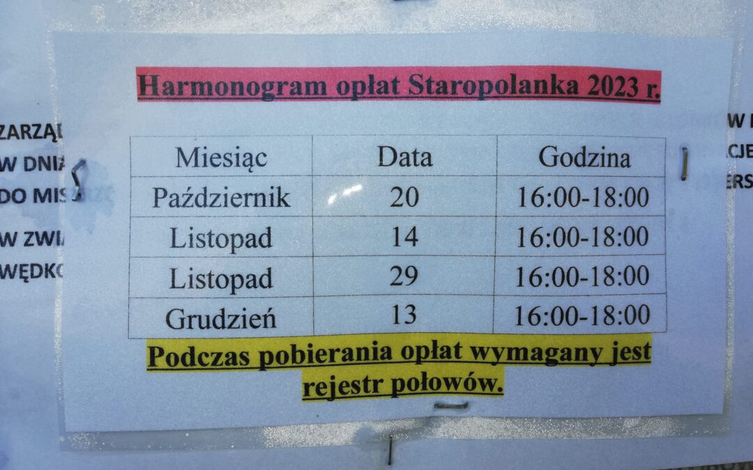 Harmonogram Dyżurów Skarbnika 2023