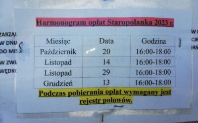 Harmonogram Dyżurów Skarbnika 2023
